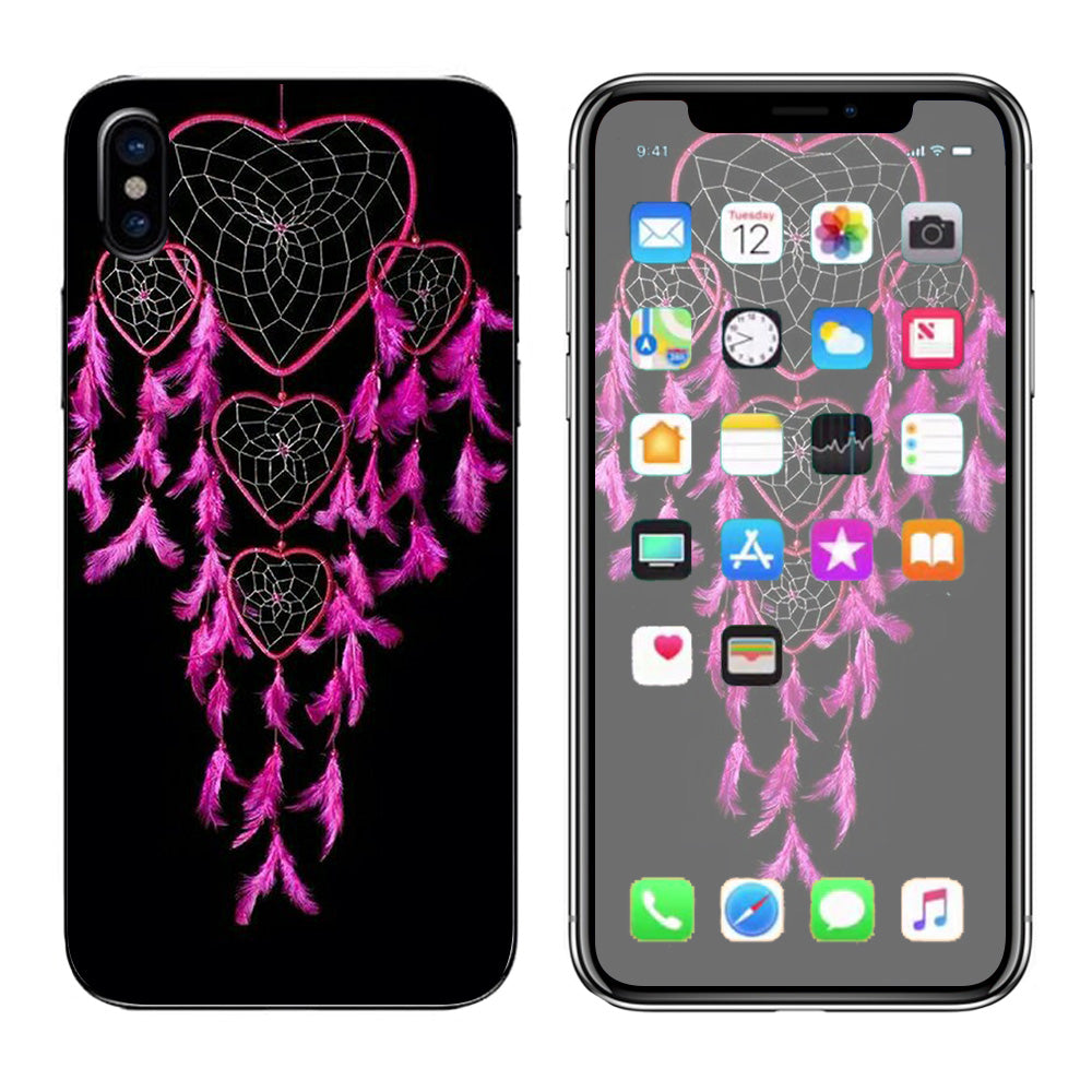  Heart Pink Feather Dream Catcher Apple iPhone X Skin