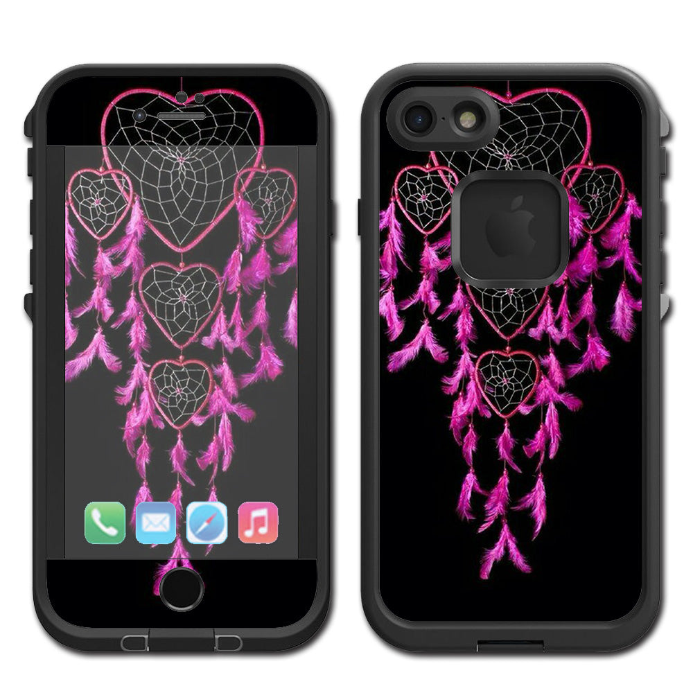  Heart Pink Feather Dream Catcher Lifeproof Fre iPhone 7 or iPhone 8 Skin
