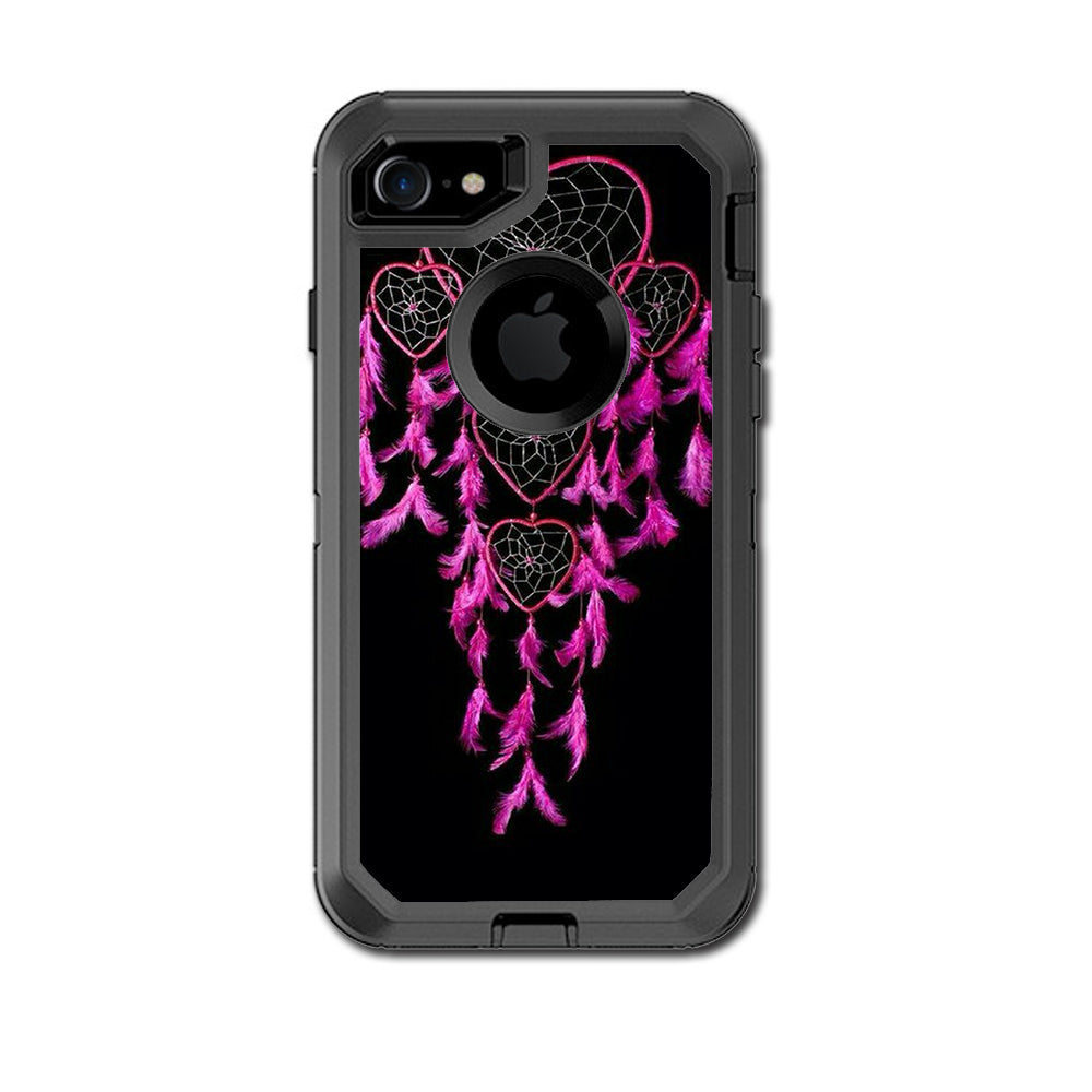  Heart Pink Feather Dream Catcher Otterbox Defender iPhone 7 or iPhone 8 Skin