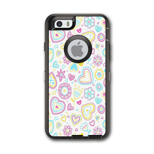  Hearts Doodles Shape Design Otterbox Defender iPhone 6 Skin
