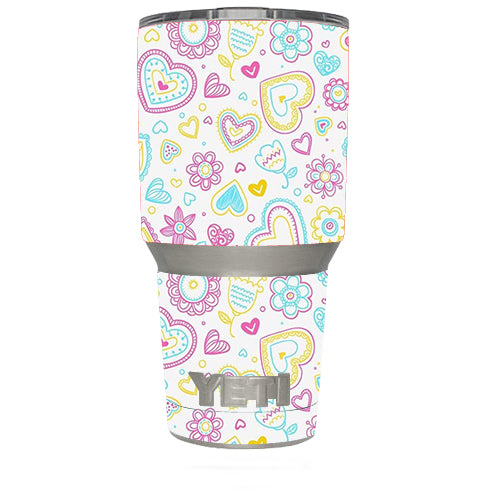  Hearts Doodles Shape Design Yeti 30oz Rambler Tumbler Skin