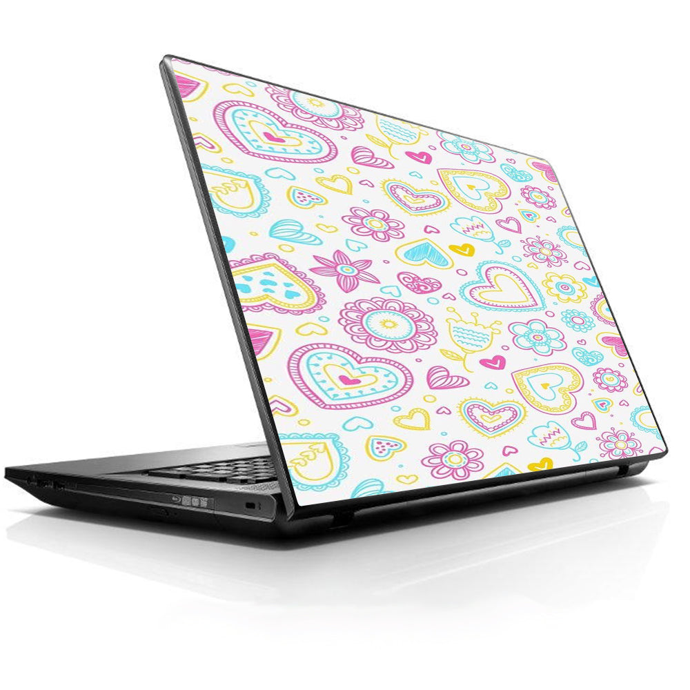  Hearts Doodles Shape Design Universal 13 to 16 inch wide laptop Skin