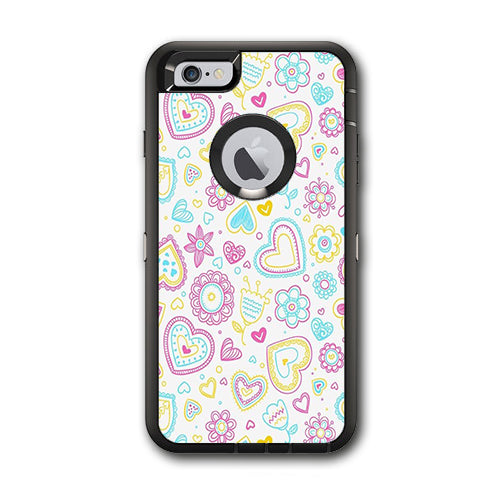  Hearts Doodles Shape Design Otterbox Defender iPhone 6 PLUS Skin