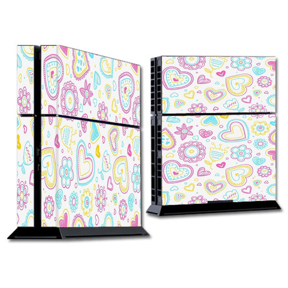  Hearts Doodles Shape Design Sony Playstation PS4 Skin