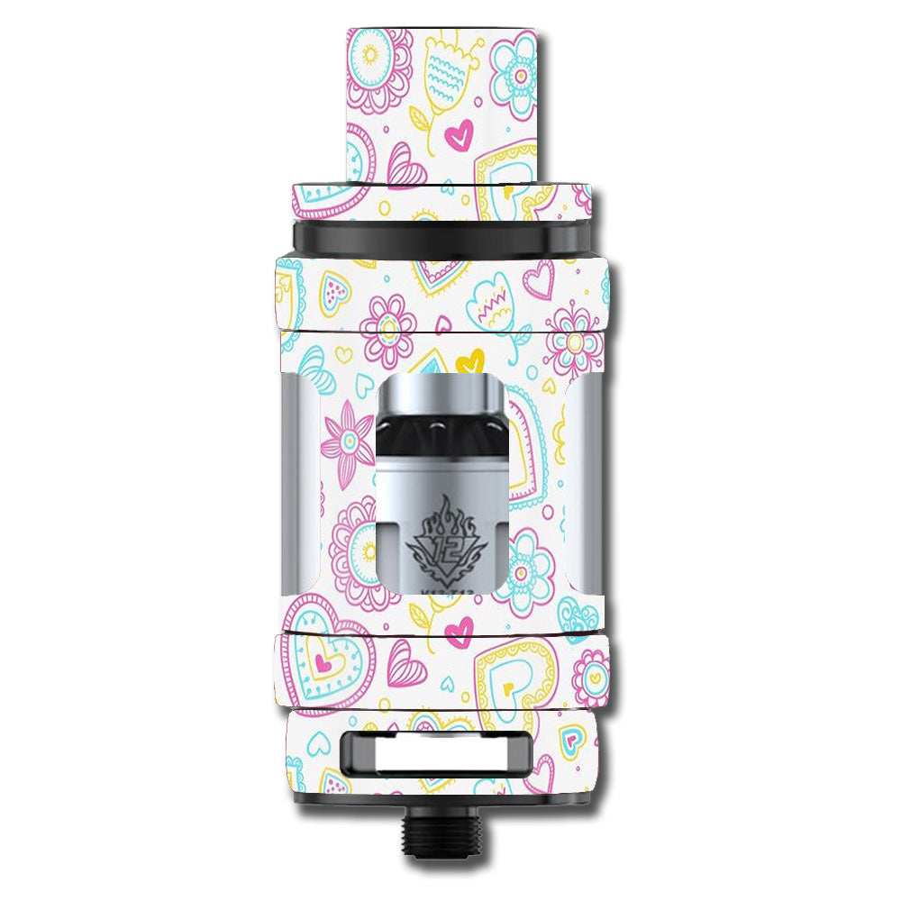  Hearts Doodles Shape Design Smok TFV12 Tank Skin