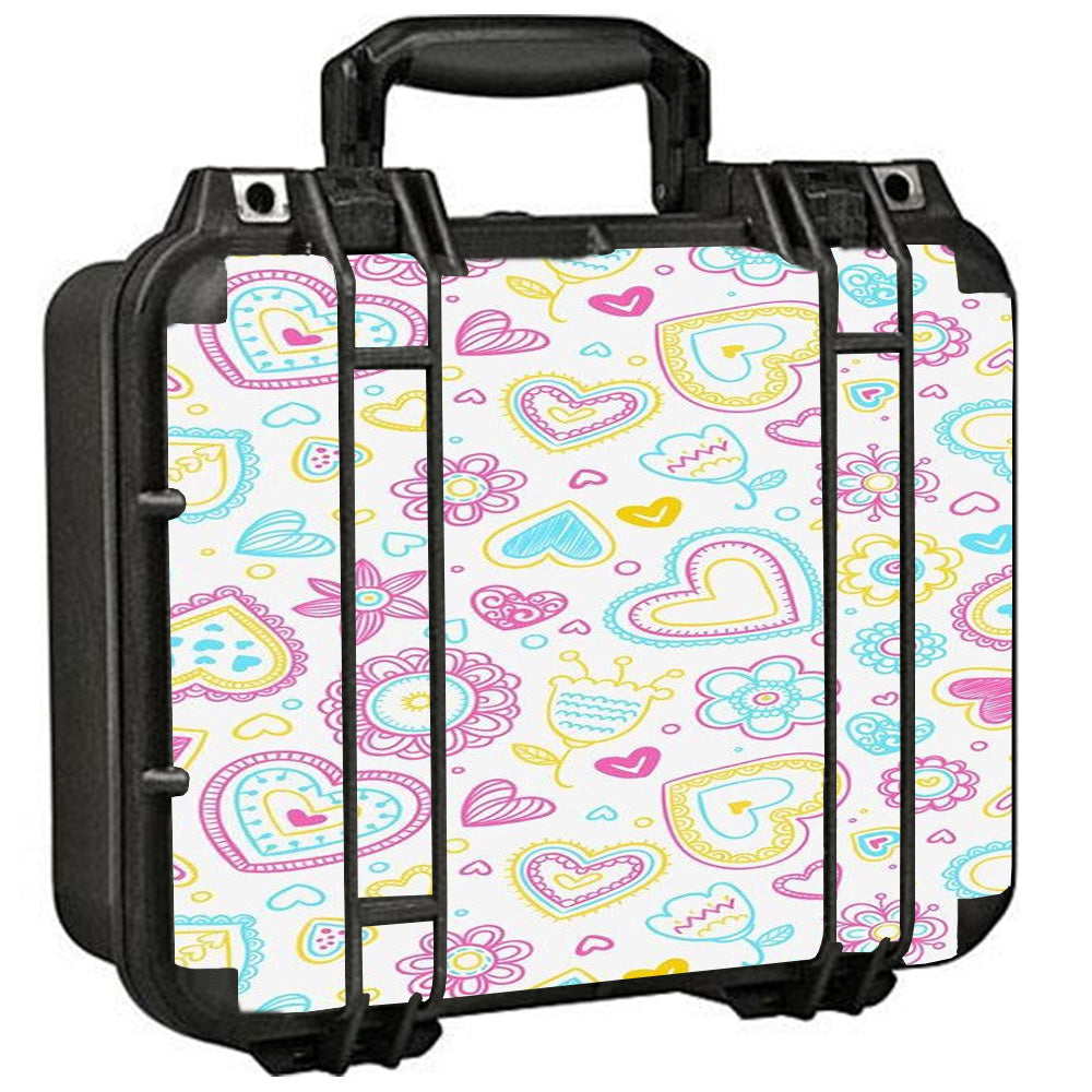  Hearts Doodles Shape Design Pelican Case 1400 Skin