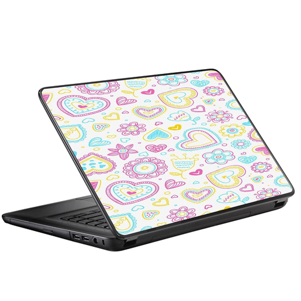  Hearts Doodles Shape Design Universal 13 to 16 inch wide laptop Skin