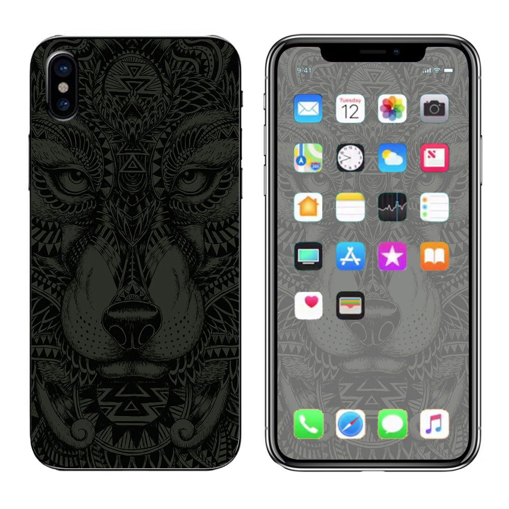  Aztec Lion Wolf Design Apple iPhone X Skin