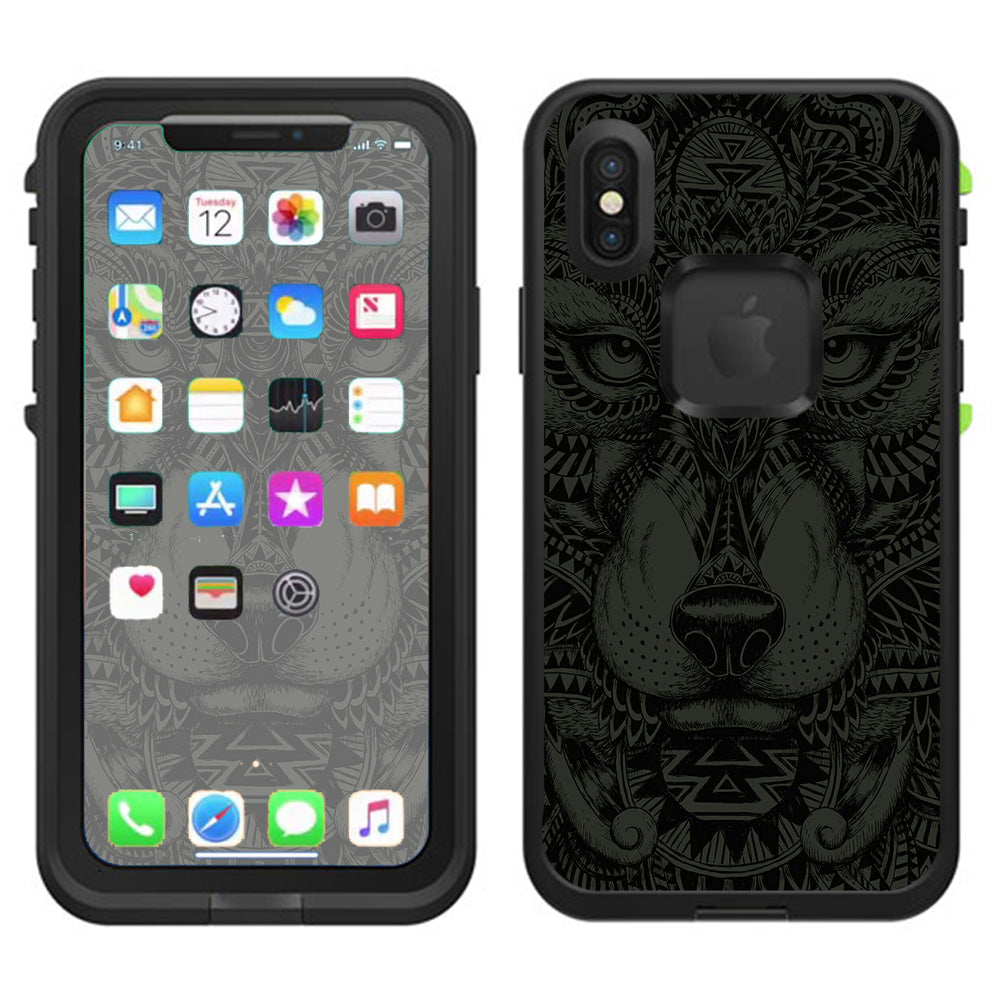 Aztec Lion Wolf Design Lifeproof Fre Case iPhone X Skin