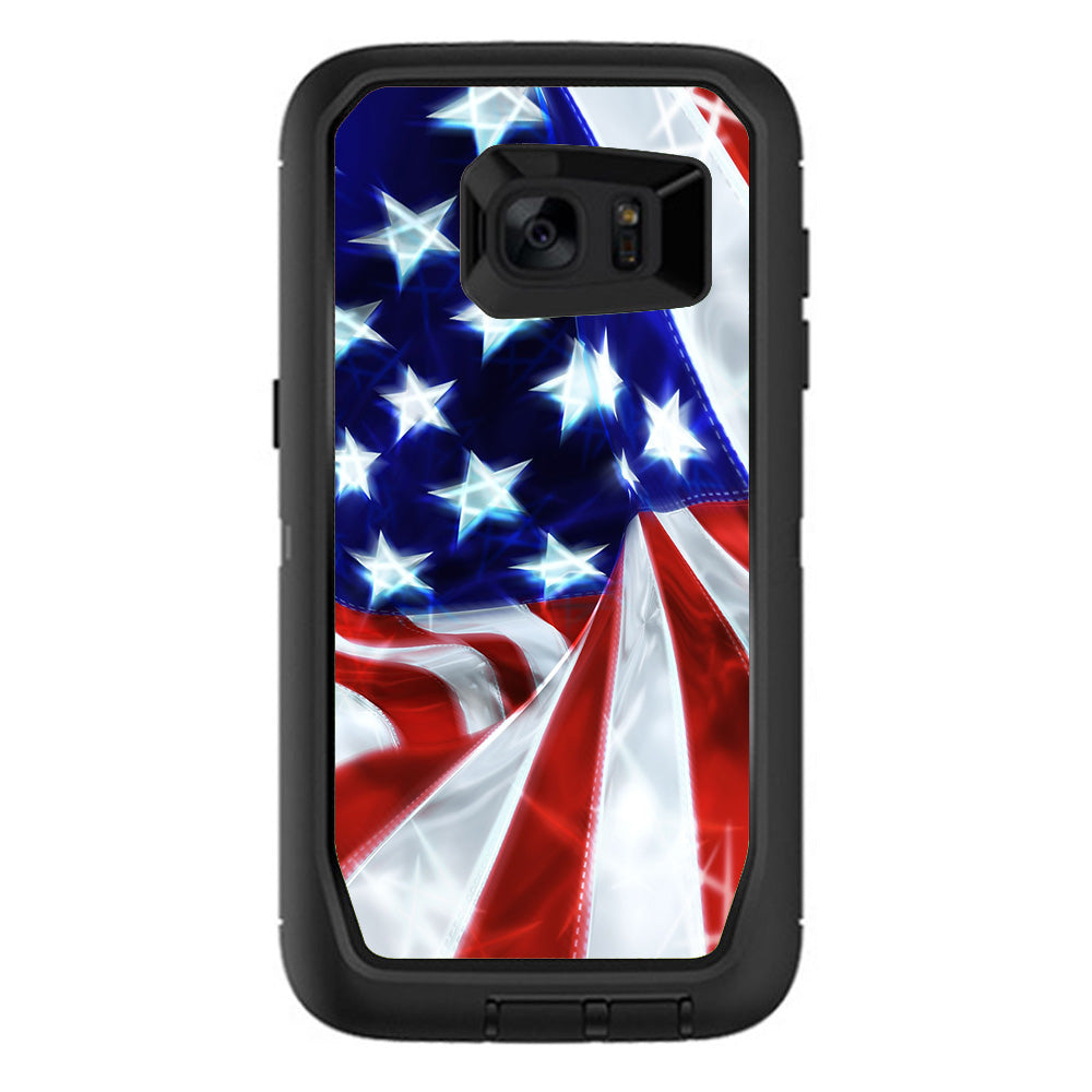  Electric American Flag U.S.A. Otterbox Defender Samsung Galaxy S7 Edge Skin