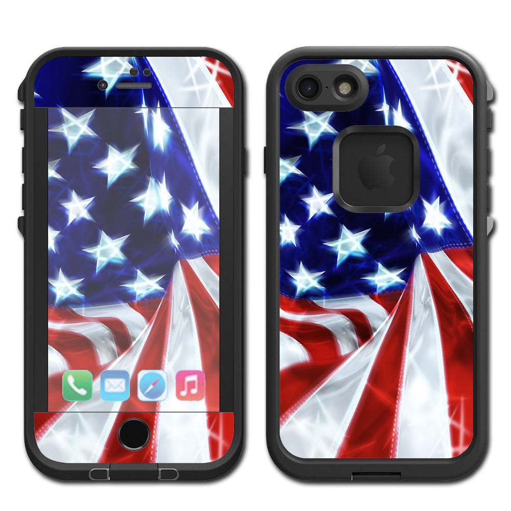  Electric American Flag U.S.A. Lifeproof Fre iPhone 7 or iPhone 8 Skin