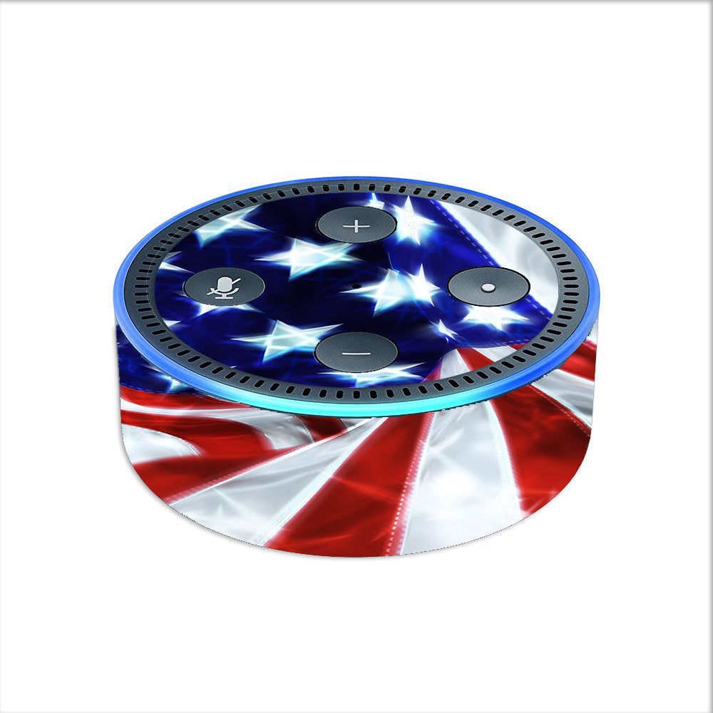  Electric American Flag U.S.A. Amazon Echo Dot 2nd Gen Skin