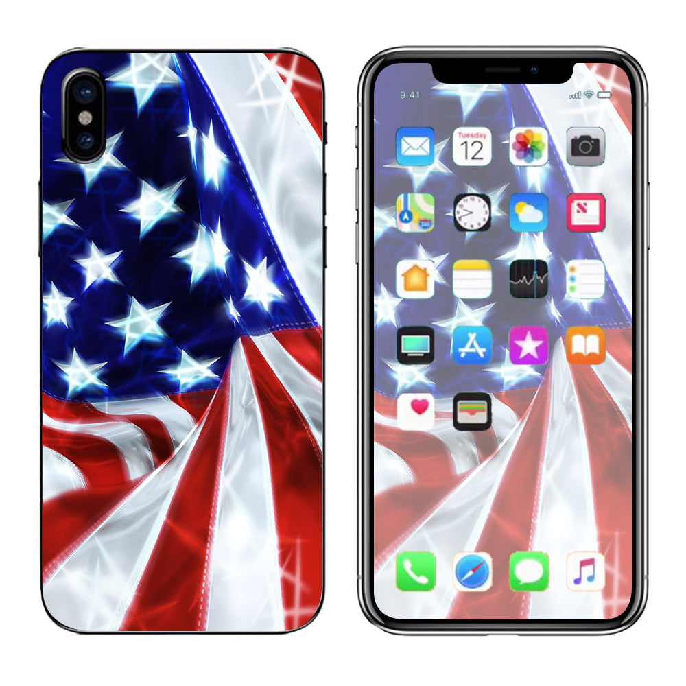  Electric American Flag U.S.A. Apple iPhone X Skin