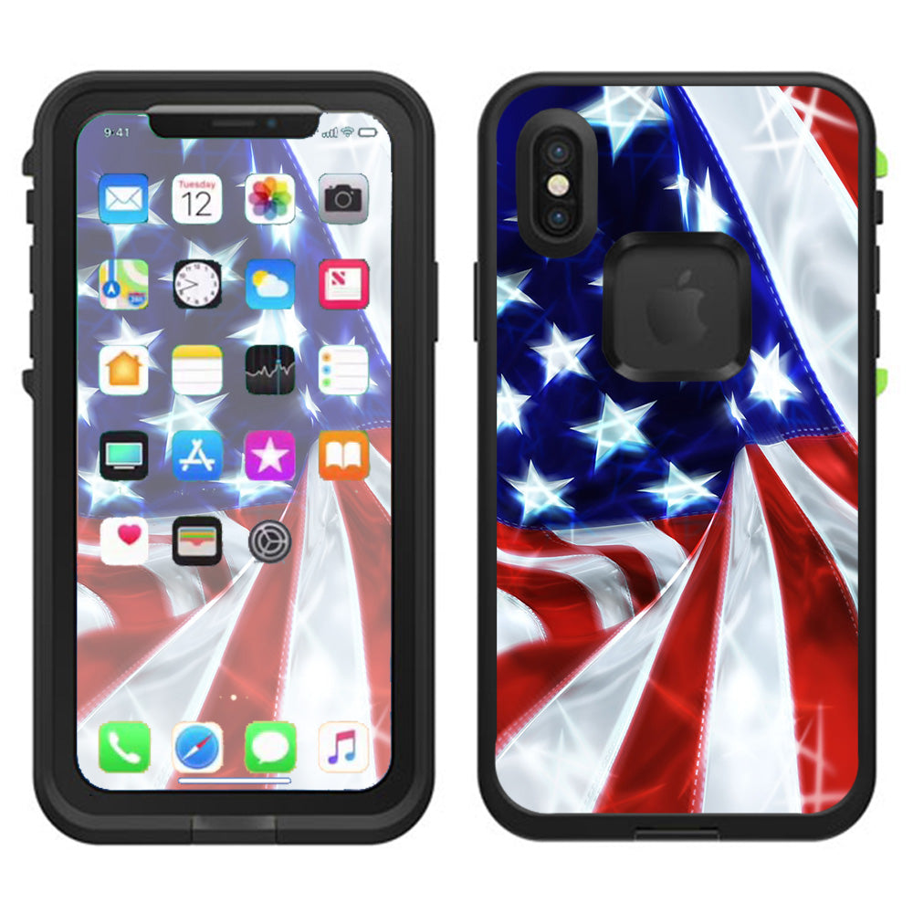  Electric American Flag U.S.A. Lifeproof Fre Case iPhone X Skin