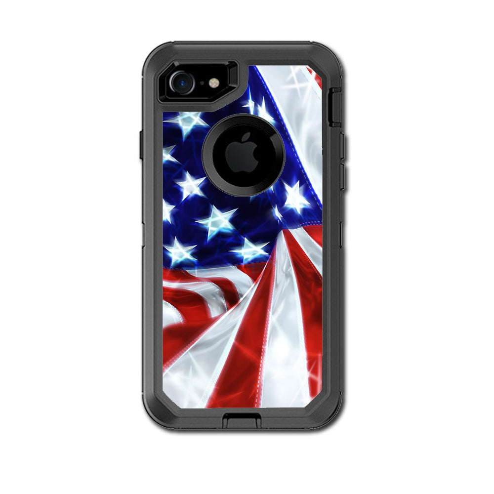  Electric American Flag U.S.A. Otterbox Defender iPhone 7 or iPhone 8 Skin