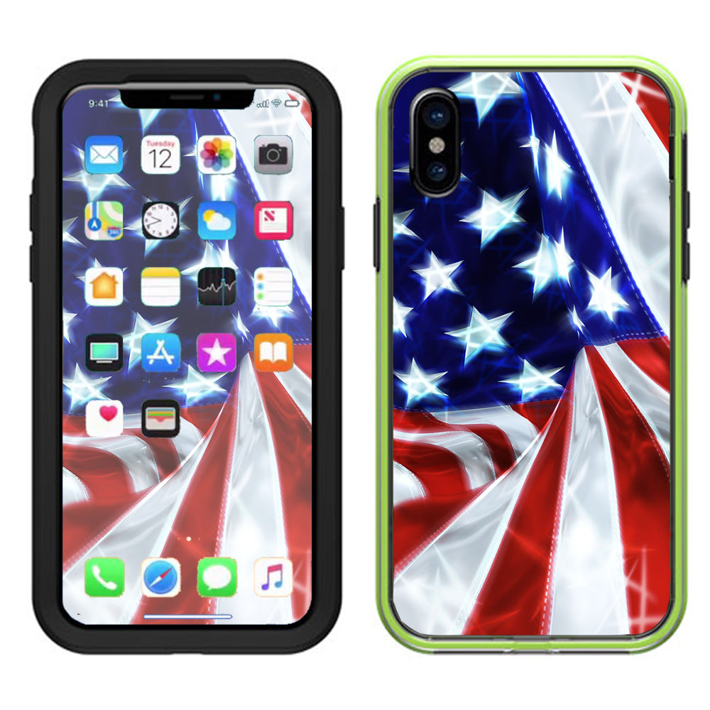  Electric American Flag U.S.A. Lifeproof Slam Case iPhone X Skin