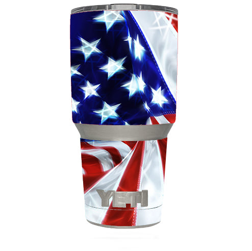  Electric American Flag U.S.A. Yeti 30oz Rambler Tumbler Skin