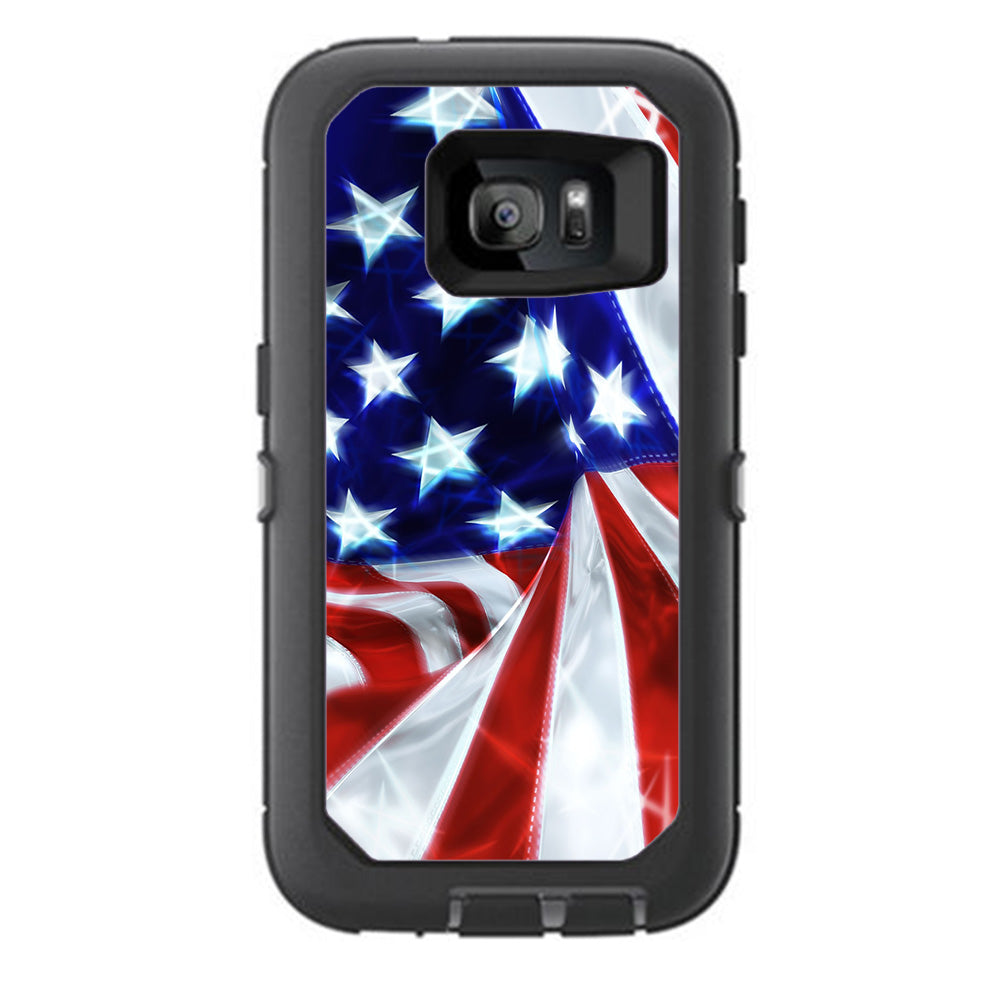  Electric American Flag U.S.A. Otterbox Defender Samsung Galaxy S7 Skin