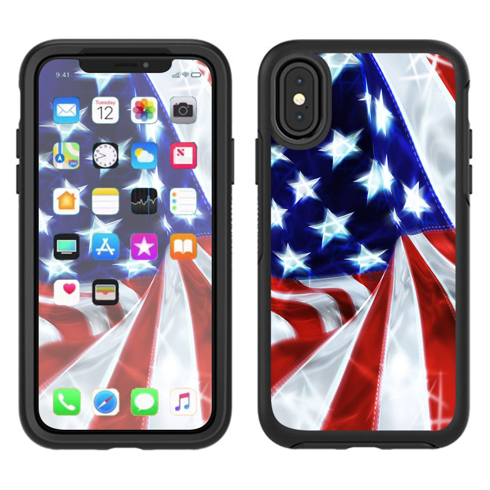  Electric American Flag U.S.A. Otterbox Defender Apple iPhone X Skin