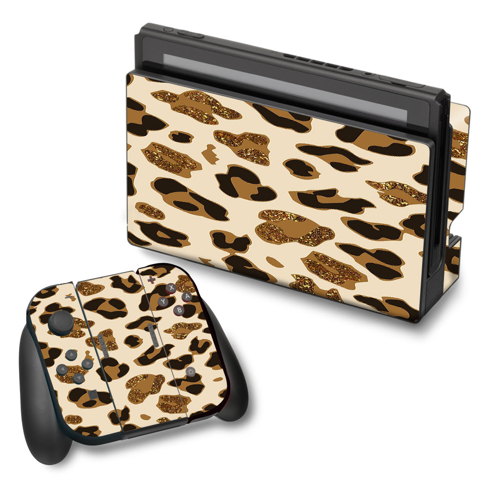  Leopard Print Glitter Print (Not Real Glitter) Nintendo Switch Skin