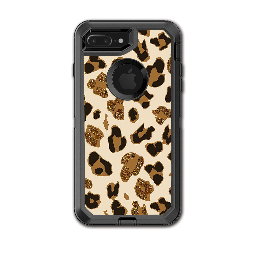 Leopard Print Glitter Print (Not Real Glitter) Otterbox Defender iPhone 7+ Plus or iPhone 8+ Plus Skin