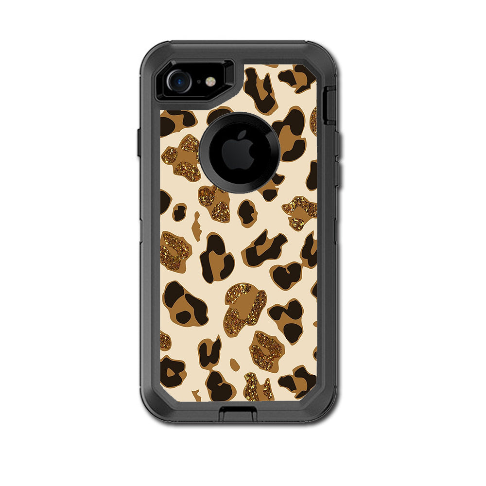 Leopard Print Glitter Print (Not Real Glitter) Otterbox Defender iPhone 7 or iPhone 8 Skin