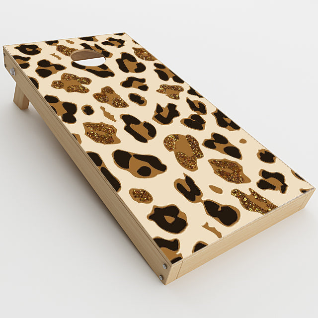  Leopard Print Glitter Print Cornhole Game Boards  Skin