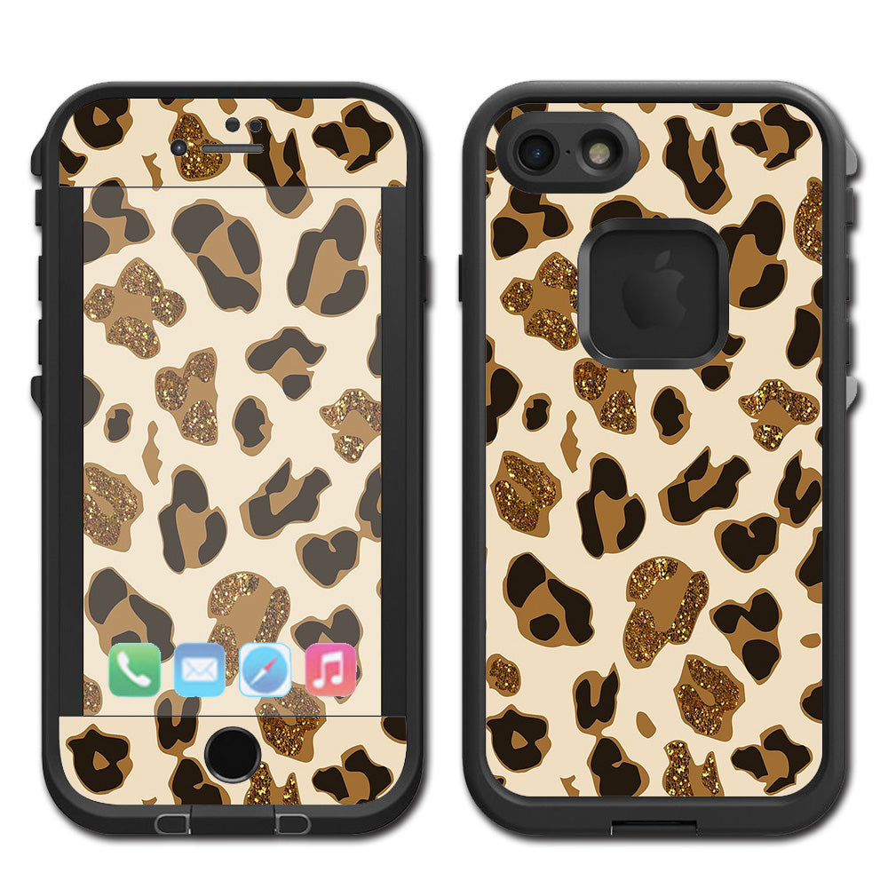  Leopard Print Glitter Print (Not Real Glitter) Lifeproof Fre iPhone 7 or iPhone 8 Skin
