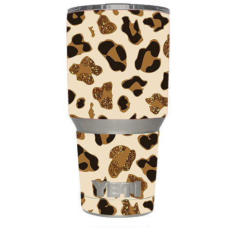  Leopard Print Glitter Print Yeti 30oz Rambler Tumbler Skin