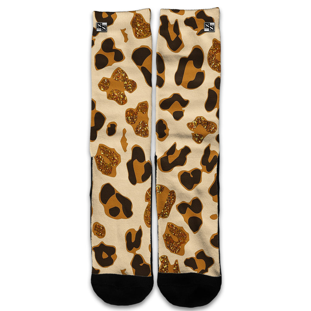  Leopard Print Glitter Print (Not Real Glitter) Universal Socks