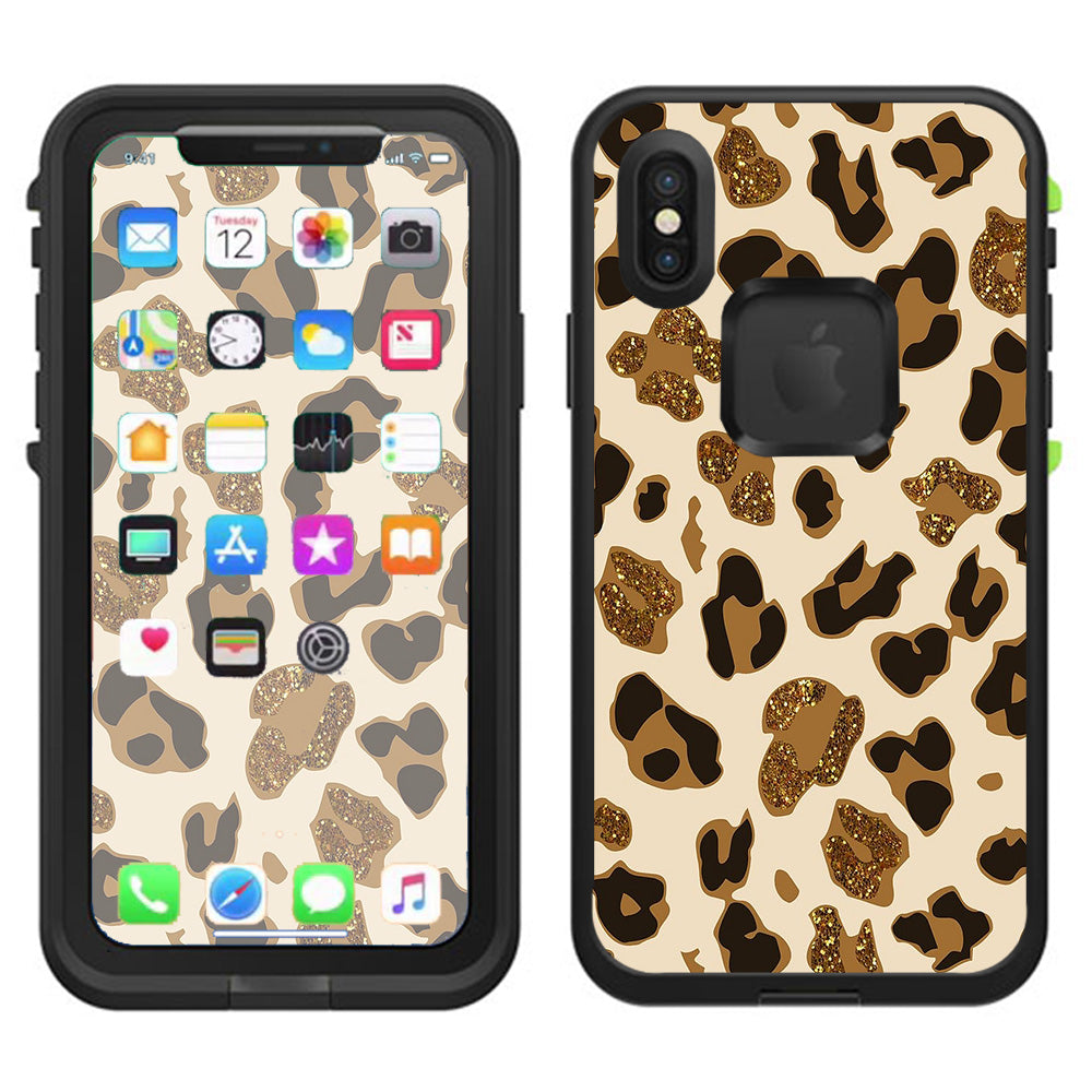  Leopard Print Glitter Print (Not Real Glitter) Lifeproof Fre Case iPhone X Skin
