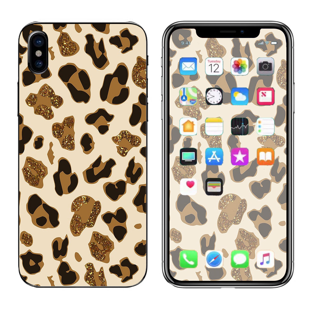  Leopard Print Glitter Print (Not Real Glitter) Apple iPhone X Skin