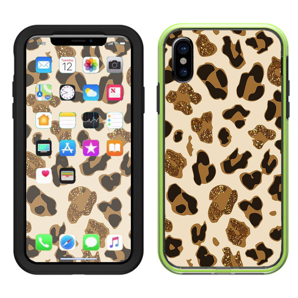  Leopard Print Glitter Print (Not Real Glitter) Lifeproof Slam Case iPhone X Skin