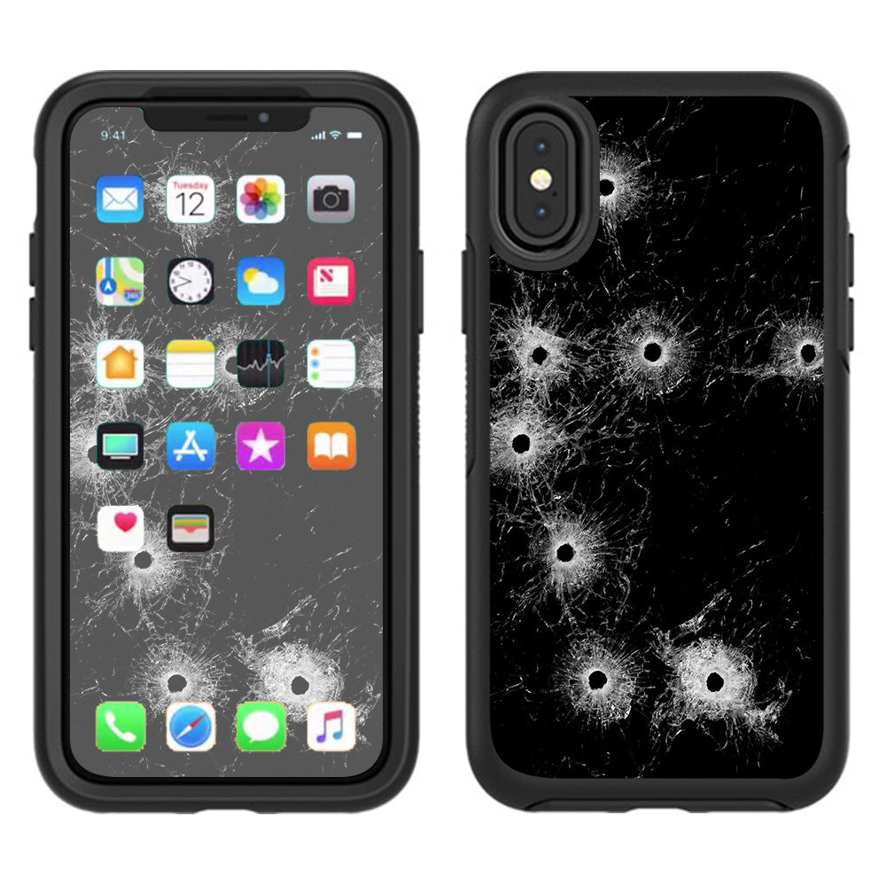  Bullet Holes In Glass Otterbox Defender Apple iPhone X Skin