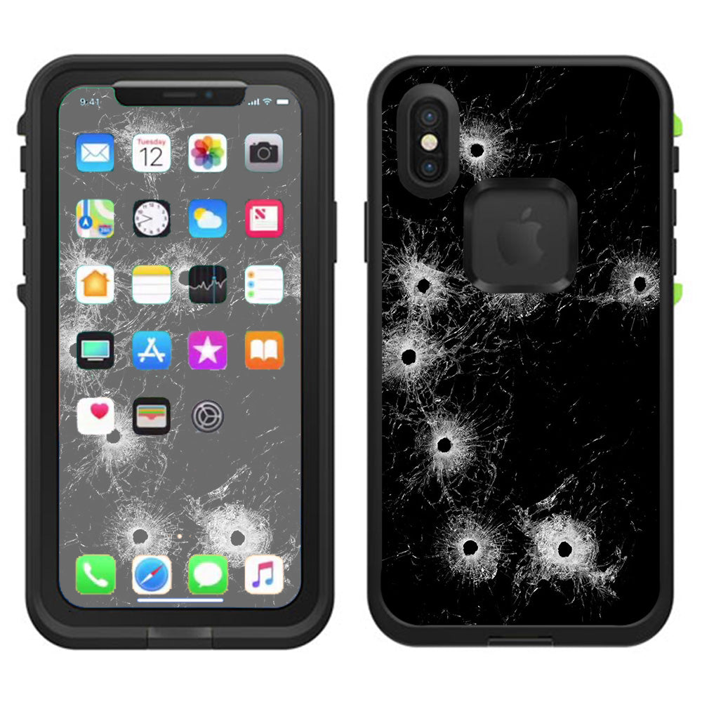  Bullet Holes In Glass Lifeproof Fre Case iPhone X Skin