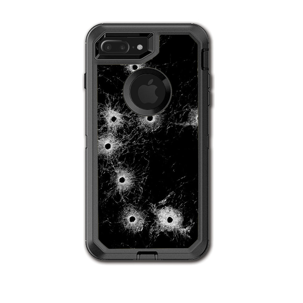  Bullet Holes In Glass Otterbox Defender iPhone 7+ Plus or iPhone 8+ Plus Skin