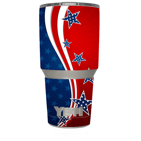  America Independence Stars Stripes Yeti 30oz Rambler Tumbler Skin