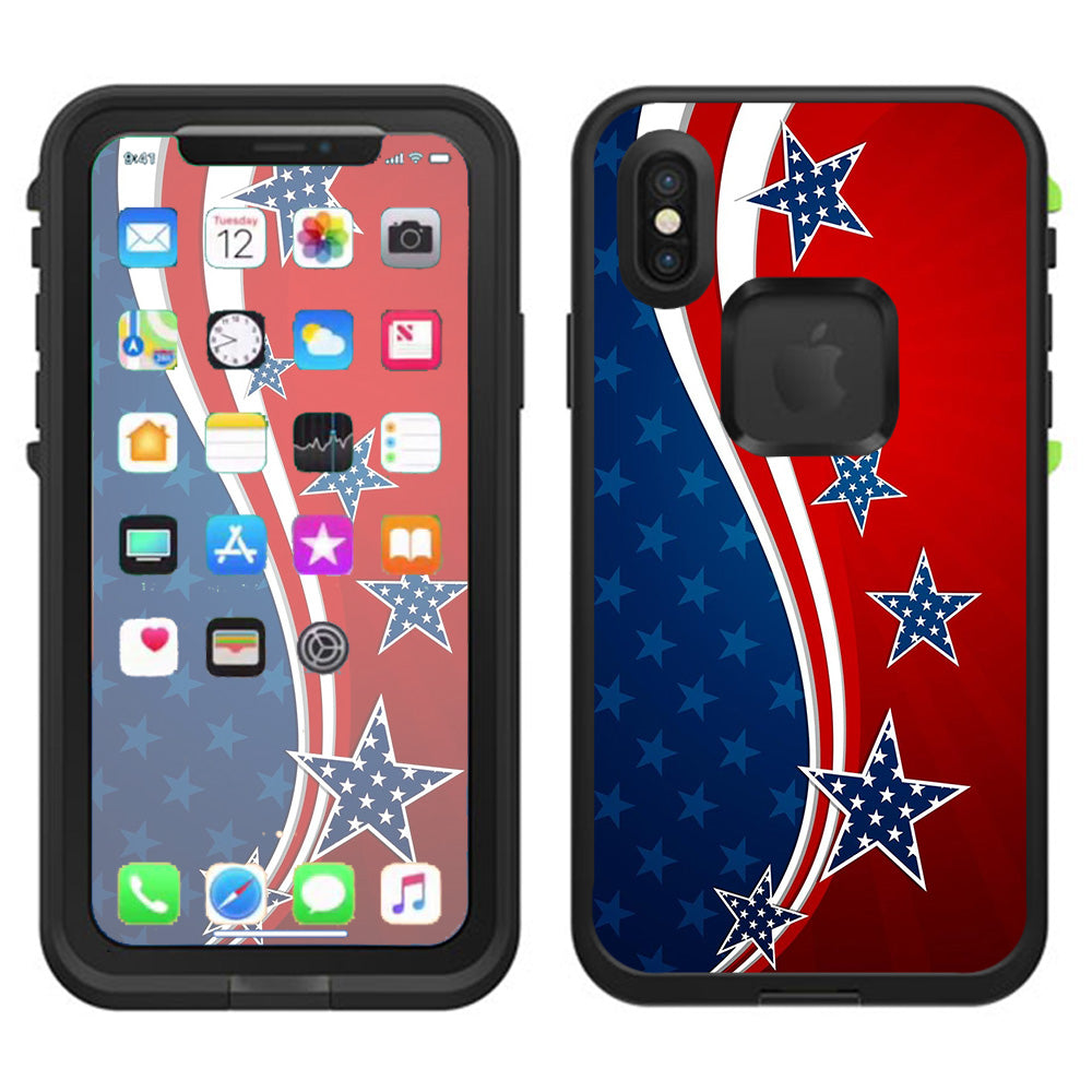  America Independence Stars Stripes Lifeproof Fre Case iPhone X Skin