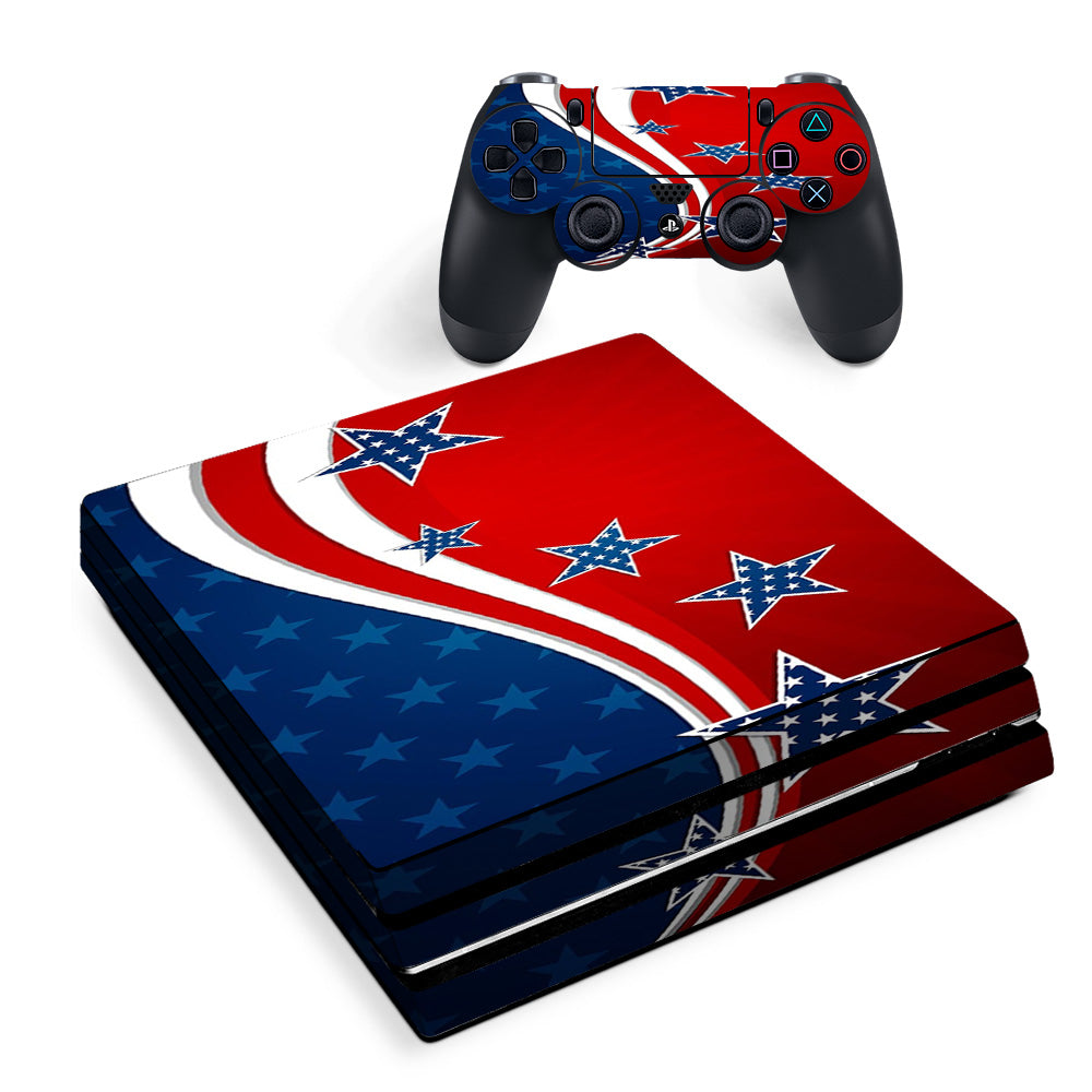 Skin Decal Vinyl Wrap For Playstation Ps4 Pro Console & Controller Stickers Skins Cover/ America Independence Stars Stripes Sony PS4 Pro Skin