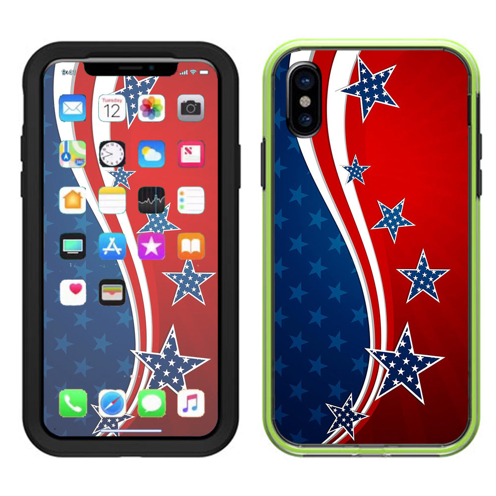  America Independence Stars Stripes Lifeproof Slam Case iPhone X Skin