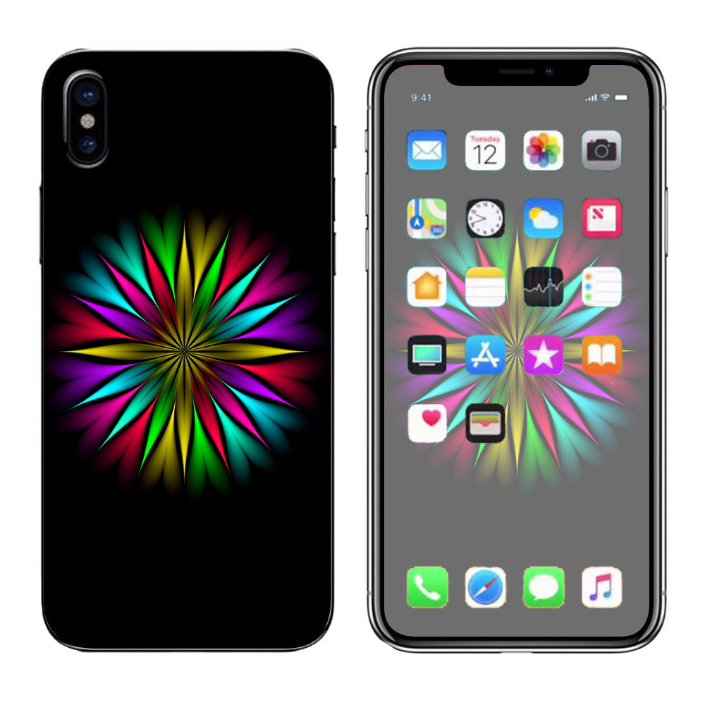  Neon Flower Trippy Shape Apple iPhone X Skin