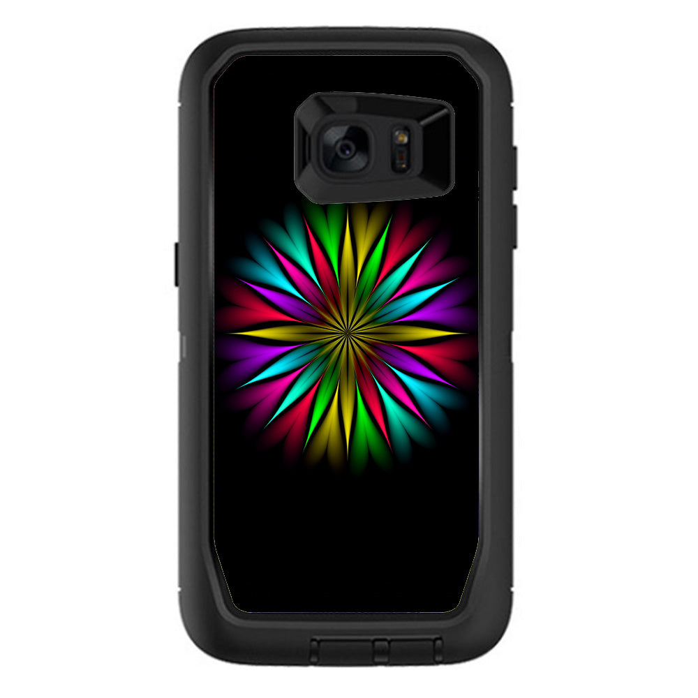  Neon Flower Trippy Shape Otterbox Defender Samsung Galaxy S7 Edge Skin
