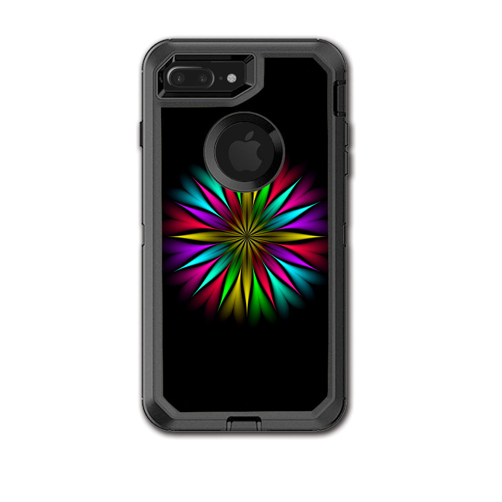  Neon Flower Trippy Shape Otterbox Defender iPhone 7+ Plus or iPhone 8+ Plus Skin