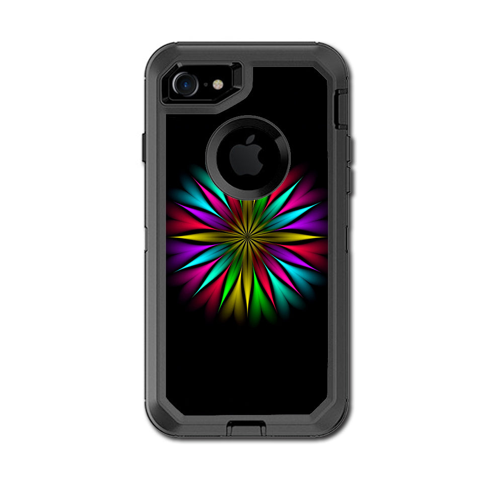 Neon Flower Trippy Shape Otterbox Defender iPhone 7 or iPhone 8 Skin