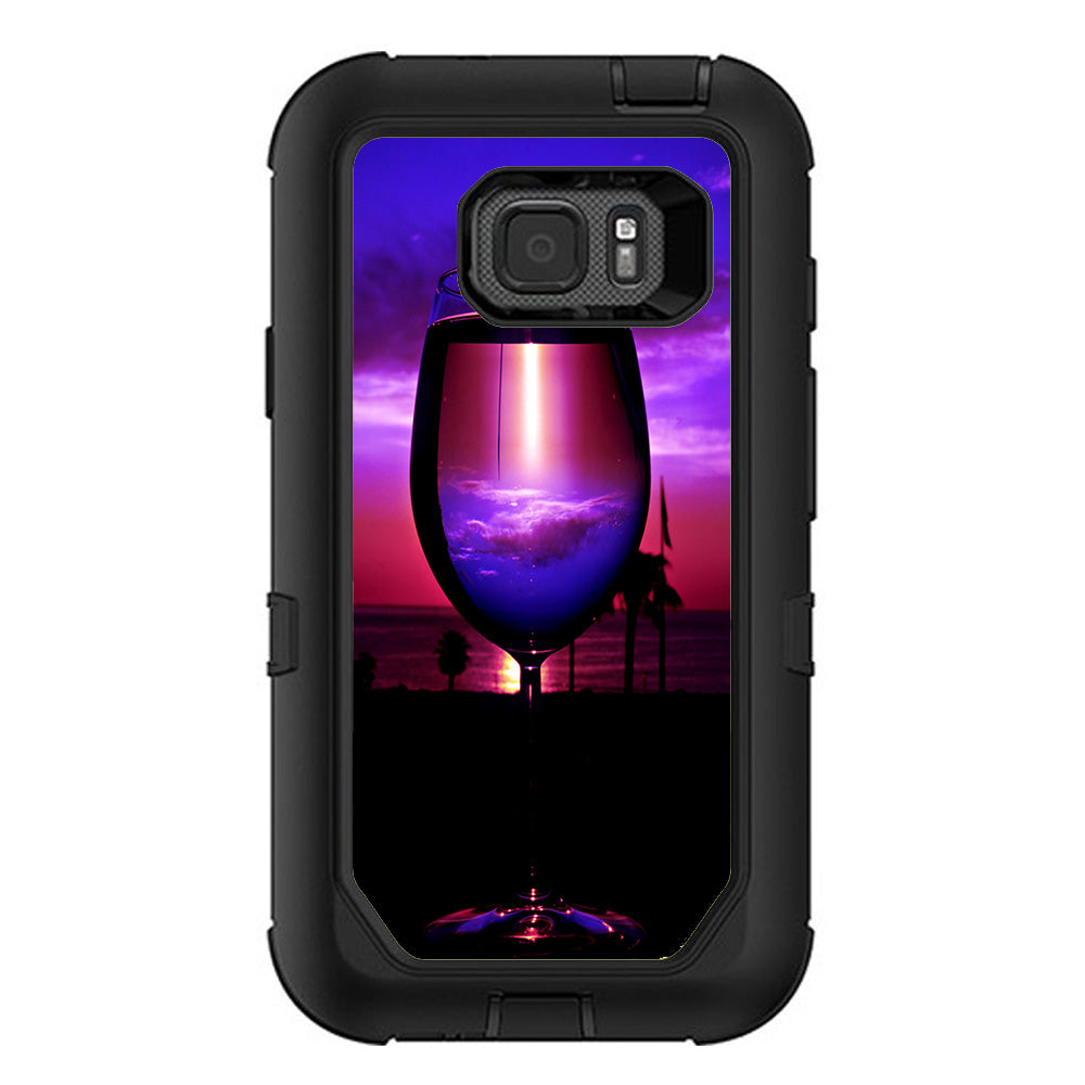  Tropical Sunset Wine Glass Otterbox Defender Samsung Galaxy S7 Active Skin