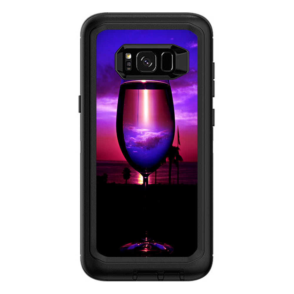  Tropical Sunset Wine Glass Otterbox Defender Samsung Galaxy S8 Plus Skin