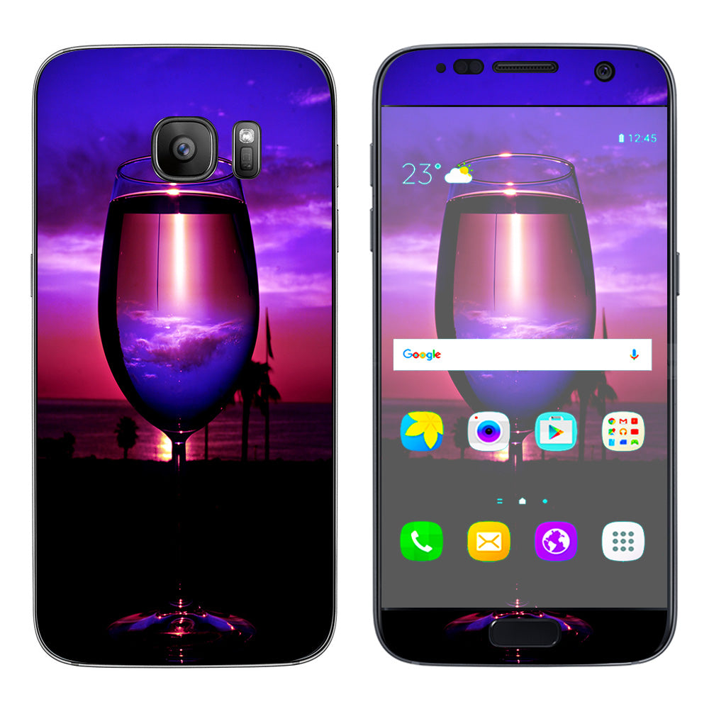  Tropical Sunset Wine Glass Samsung Galaxy S7 Skin