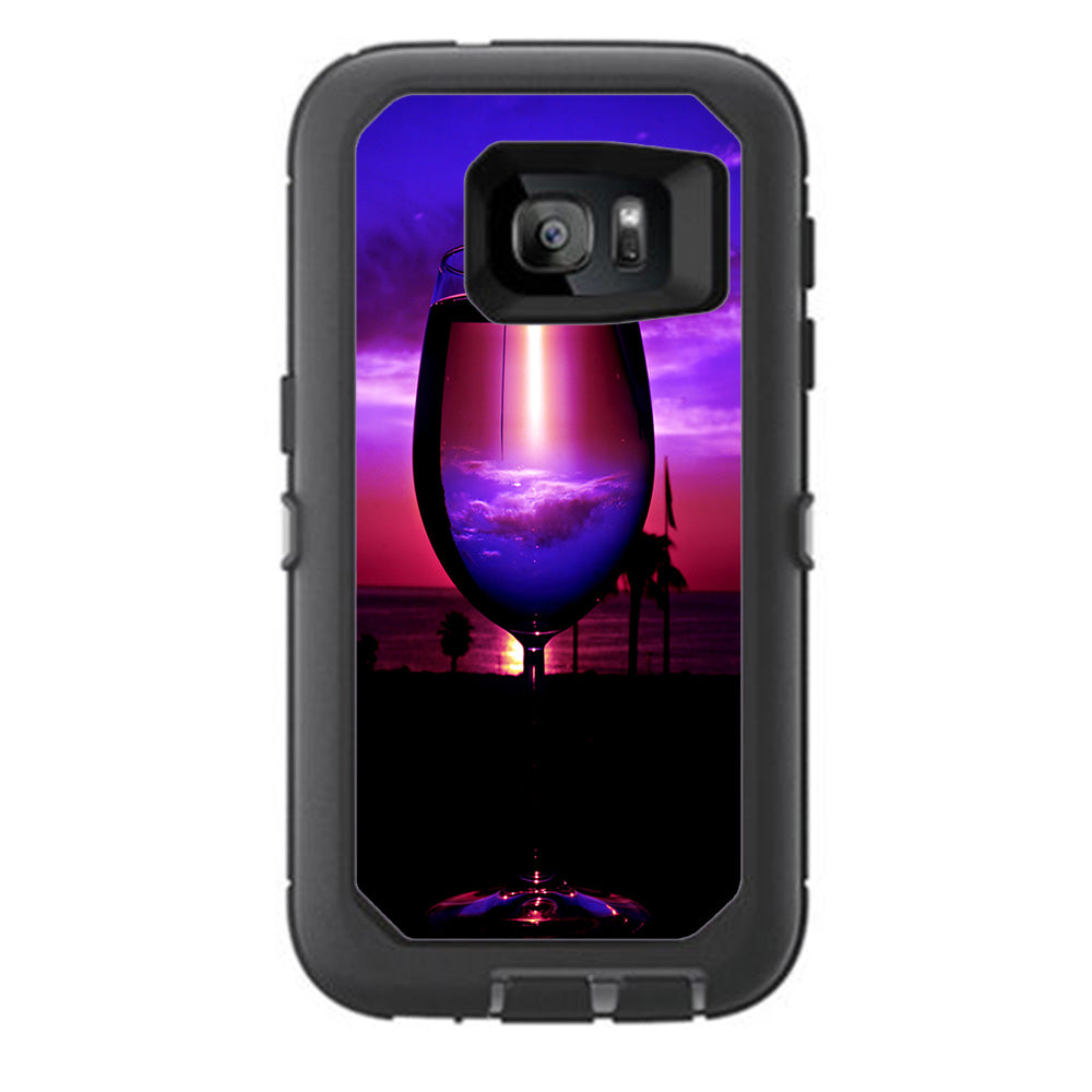  Tropical Sunset Wine Glass Otterbox Defender Samsung Galaxy S7 Skin
