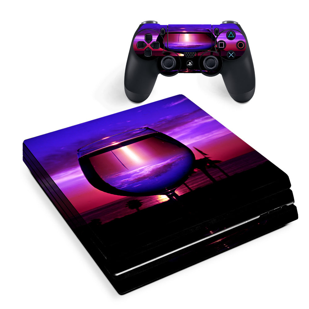 Skin Decal Vinyl Wrap For Playstation Ps4 Pro Console & Controller Stickers Skins Cover/ Tropical Sunset Wine Glass Sony PS4 Pro Skin
