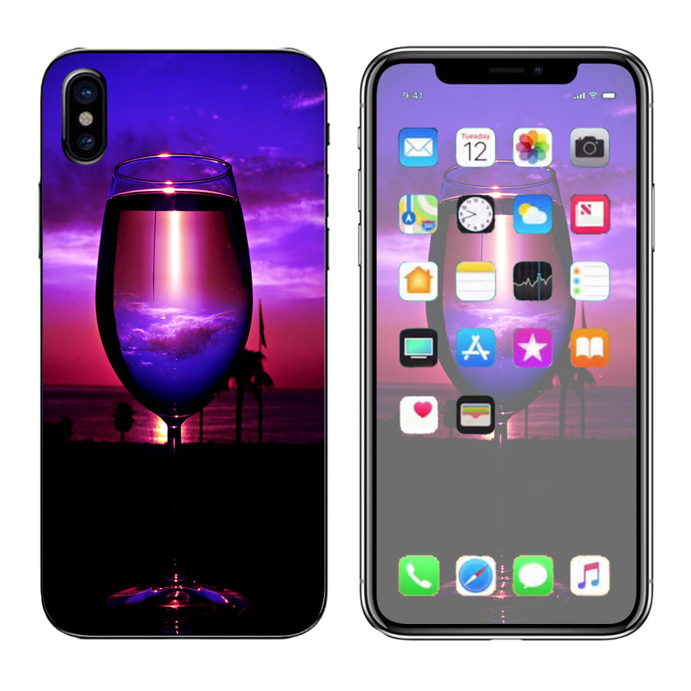  Tropical Sunset Wine Glass Apple iPhone X Skin